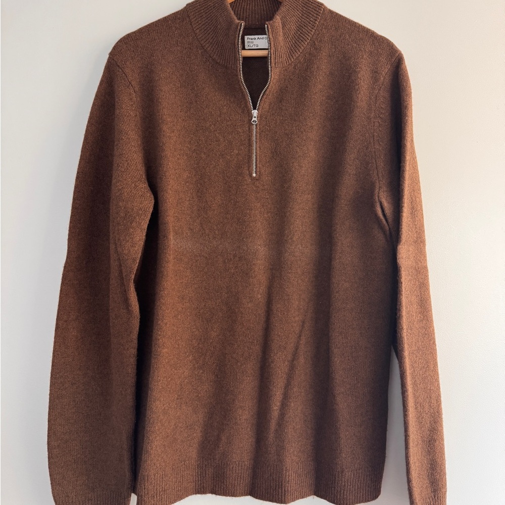 Frank & Oak Chestnut Zip-Up Sweater